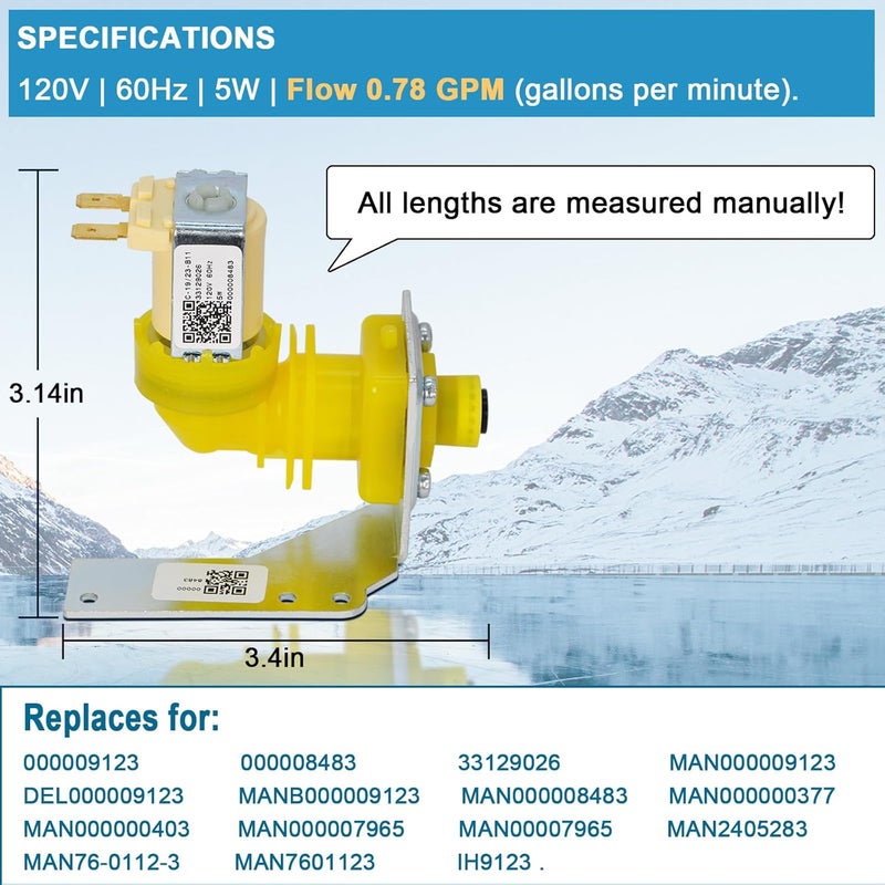 REEPLAR 000009123 IH9123 33129026 water inlet valve for manitowoc ice machines, 120V 60Hz 5W fits for I, IB, S, SD, JC, QR, SD and K Series ice machines parts - Image 2